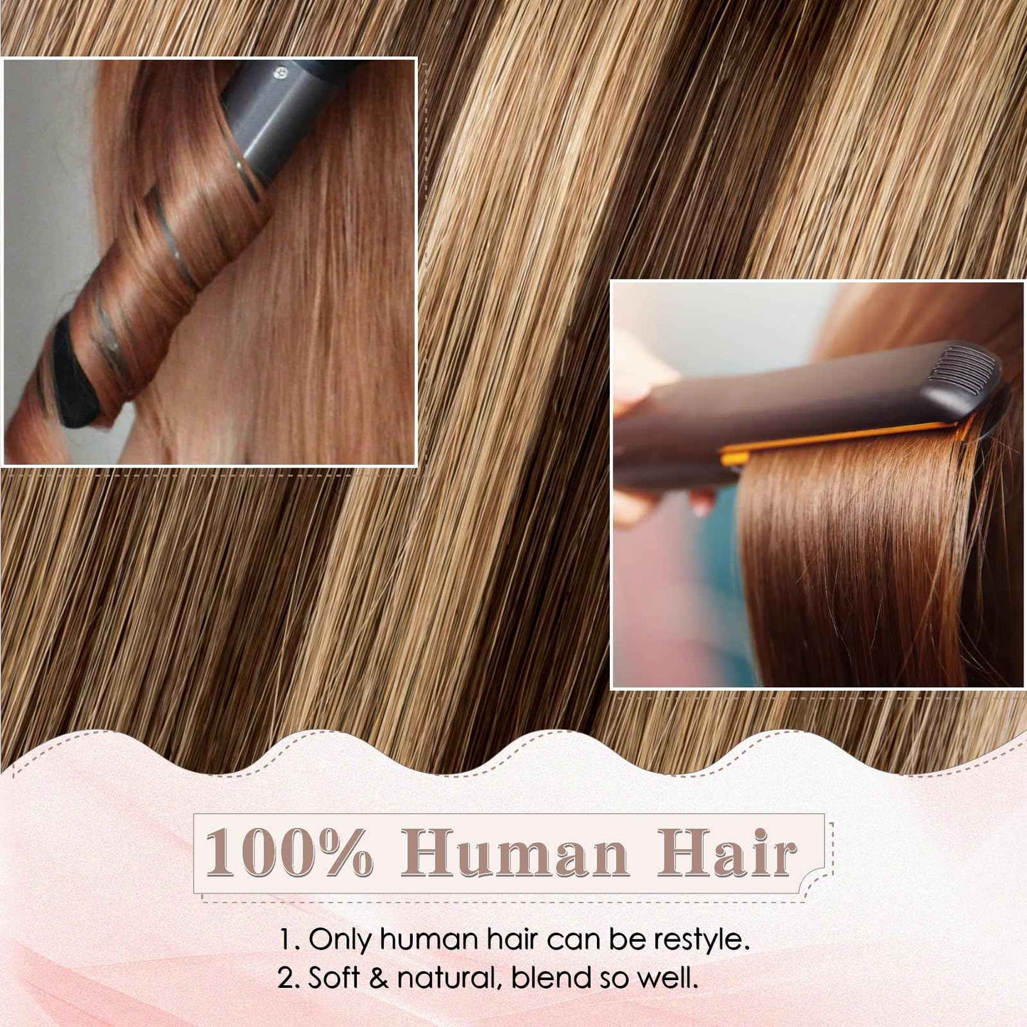 SEGO Clip in Hair Extensions for Women, 100% Remy Human Hair, Mini Hairpieces with 2 Clips, Short Extensions to Add Hair Volume, 2 Pcs, 10 Inches, 16/20/24/30/34g, Natural Blonde