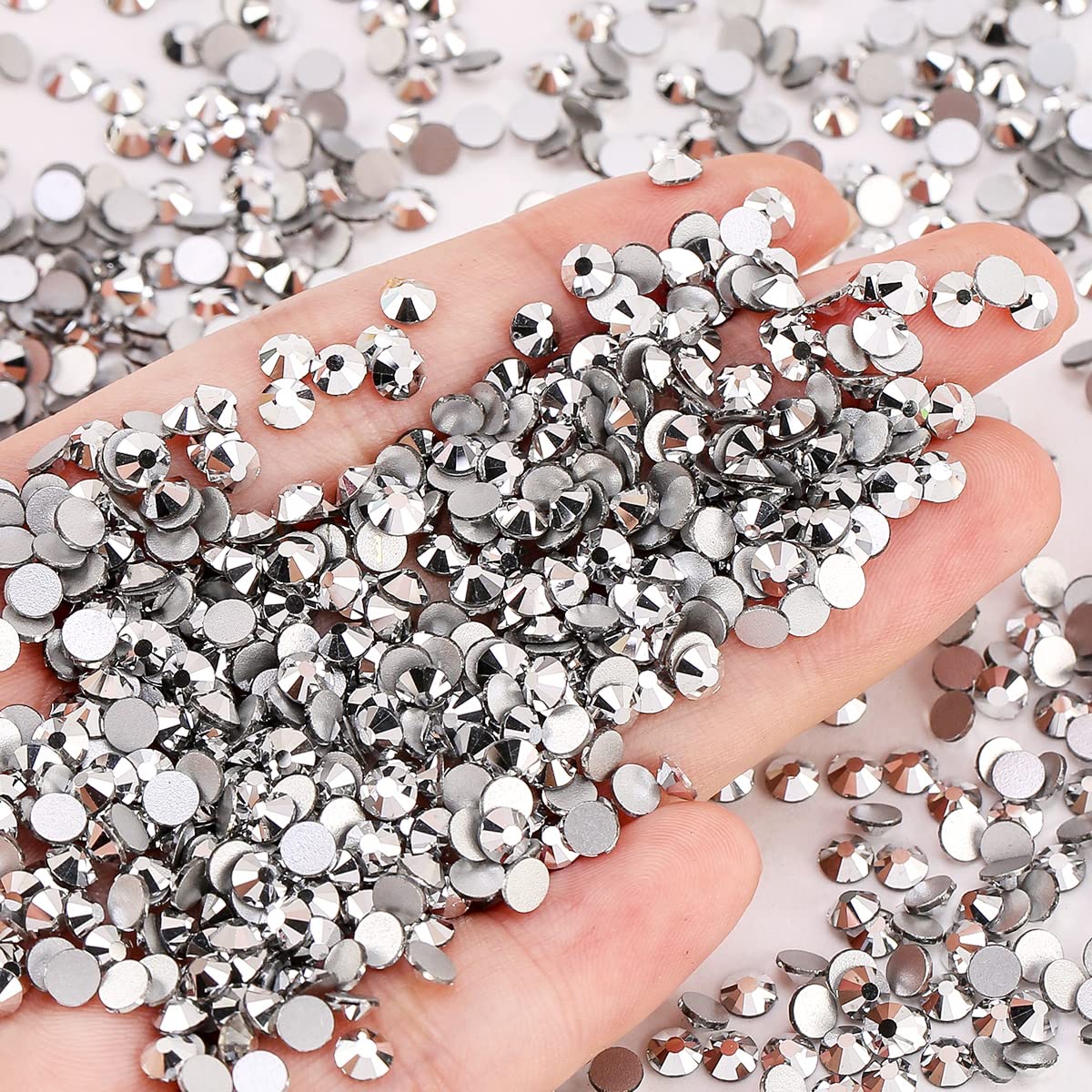 Rhinestones Flatback Rhinestones for Crafts Glass Nail Rhinestones Nail Gems Crystals Non Hotfix Rhinestones for Makeup Bags Shoes Decoration DIY(SS20,1440pcs,Silver)