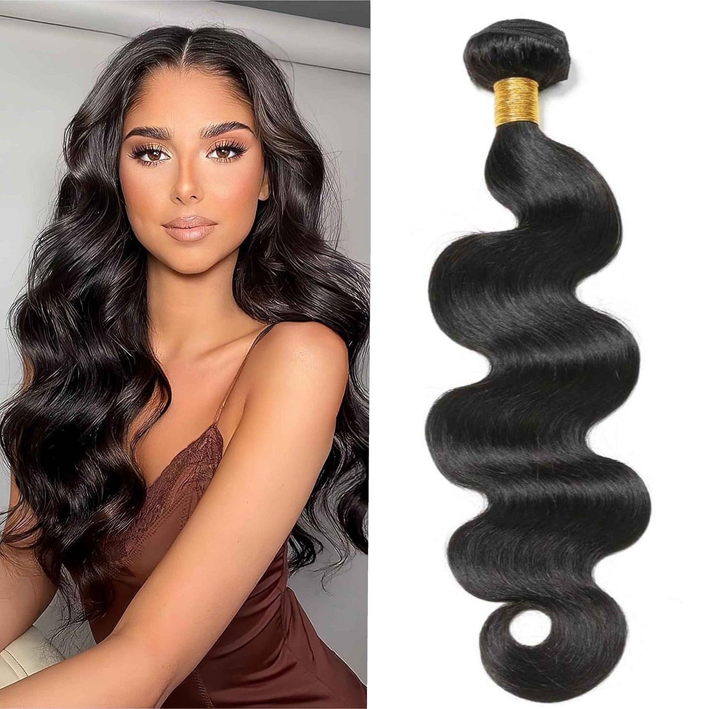 Nervoss 12A Human Hair Bundles Body Wave 20 Inch One Bundle 100% Unprocessed Brazilian Virgin Hair Natural Black Color