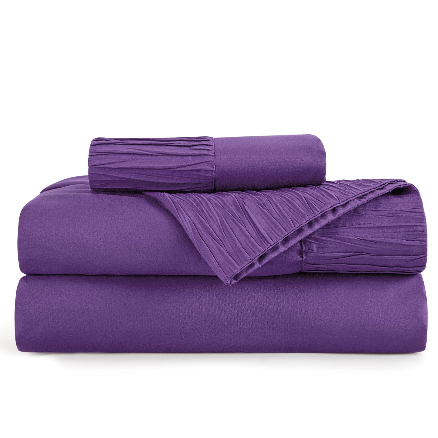 Bedsure Twin Sheets Set - Soft Twin Bed Sheets, 3 Pieces Hotel Luxury Purple Sheets Twin, Easy Care Polyester Microfiber Cooling Bed Sheet Set