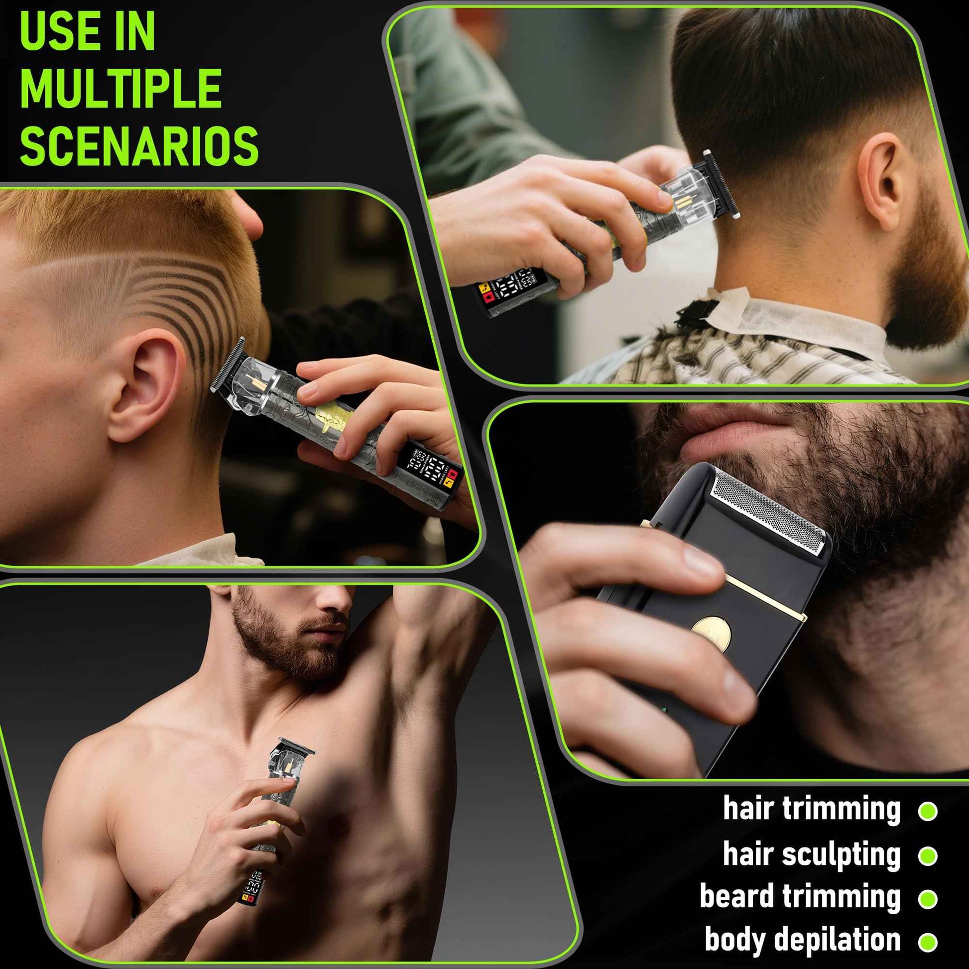 LQT Hair Clippers for Men, Professional Hair & Beard Trimmer Kit, Rechargeable Barber Clipper Set, Complete Grooming Gift for Dad, Men for Christmas