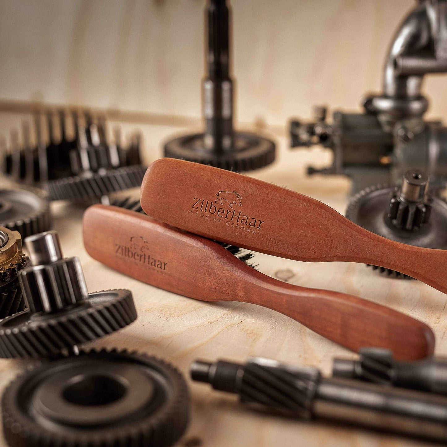 ZilberHaar Long Hair & Beard Brush - Made From Stiff First Cut Boar Bristles And Pearwood - Perfect Beard Care for Men - Works with all Beard Balms and Oils - 8.5 inches long