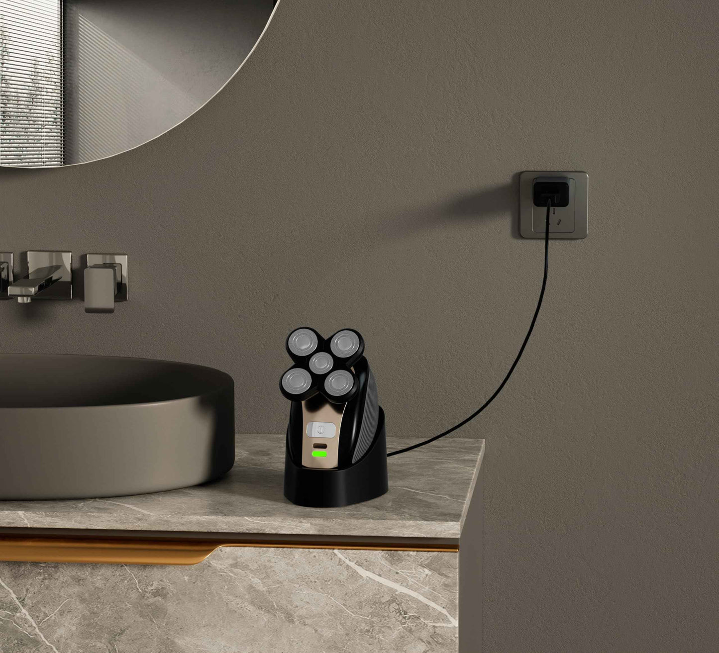 Charging Dock Compatible with Freebird FlexSeries Electric Head Hair Shaver, Charger Cord Base Stand with Power Cable for Flex Series Replacement Razor Adapter