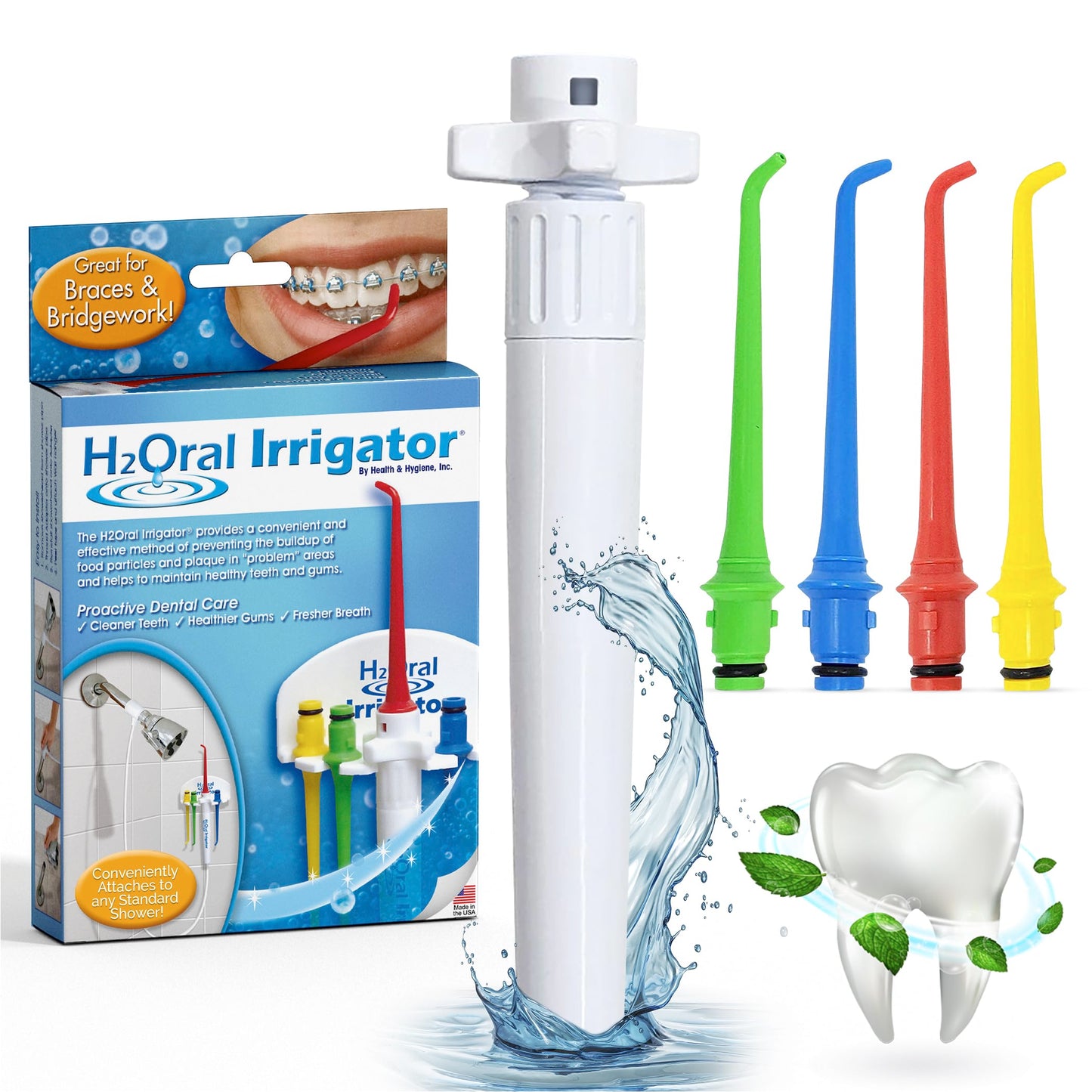 H2Oral Irrigator Dental Care System | Advanced Shower Water Flosser for Healthy Gums and Teeth | Experience Superior Dental Hygiene at Home | Made in U.S.A.