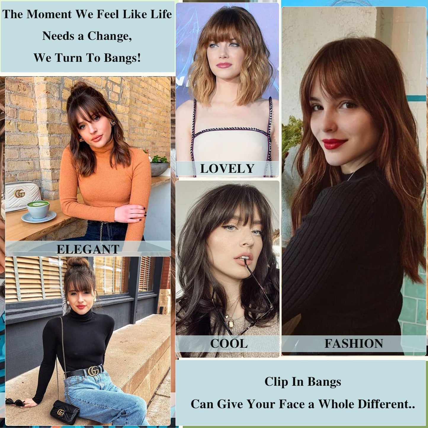 Clip In Bangs 100% Human Hair Bangs Clip In Hair Extensions Clip On Bangs Clip In Bangs Real Human Hair Fake Bangs