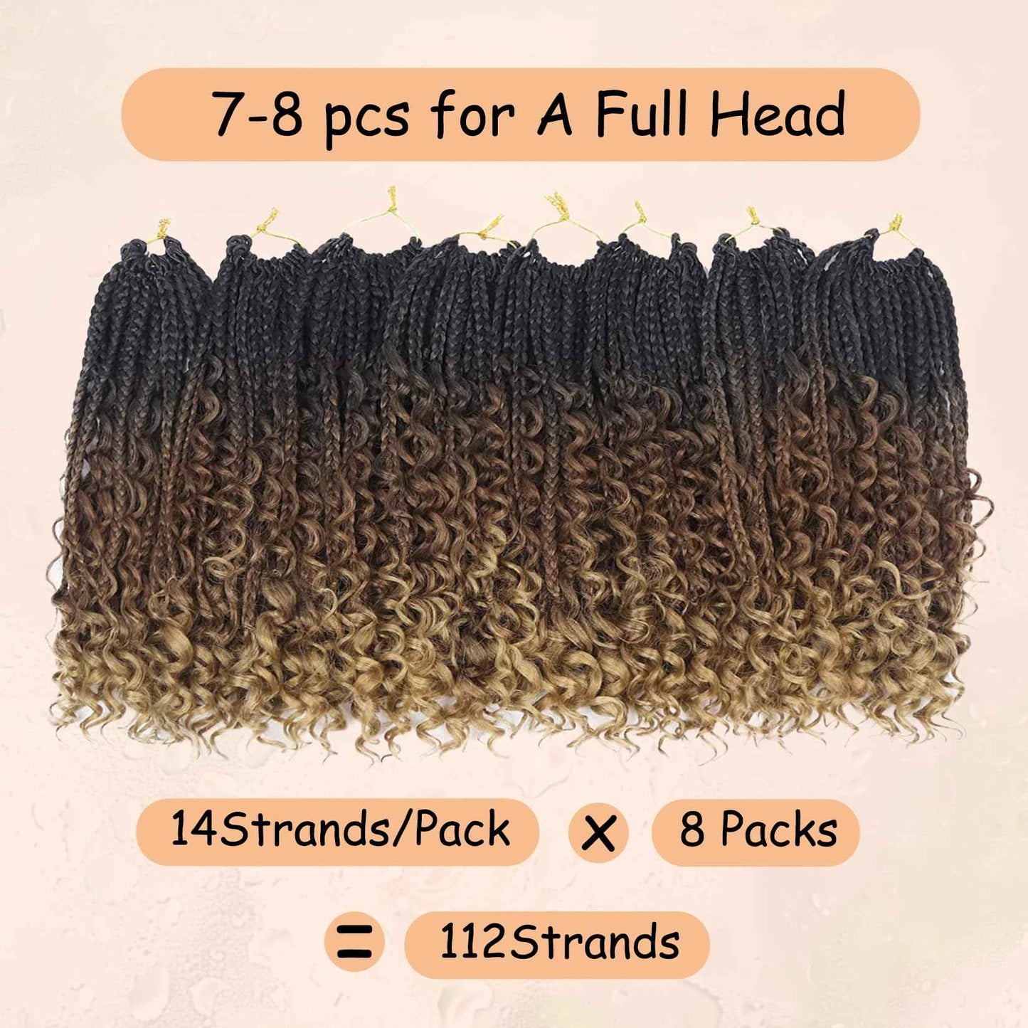 Boho Braids Crochet Hair Pre Looped 10 Inch - Goddess Box Braids Crochet Hair for Black Women with Curly Ends, 8 Packs Boho Crochet Braids Pre Looped 1B-30-27