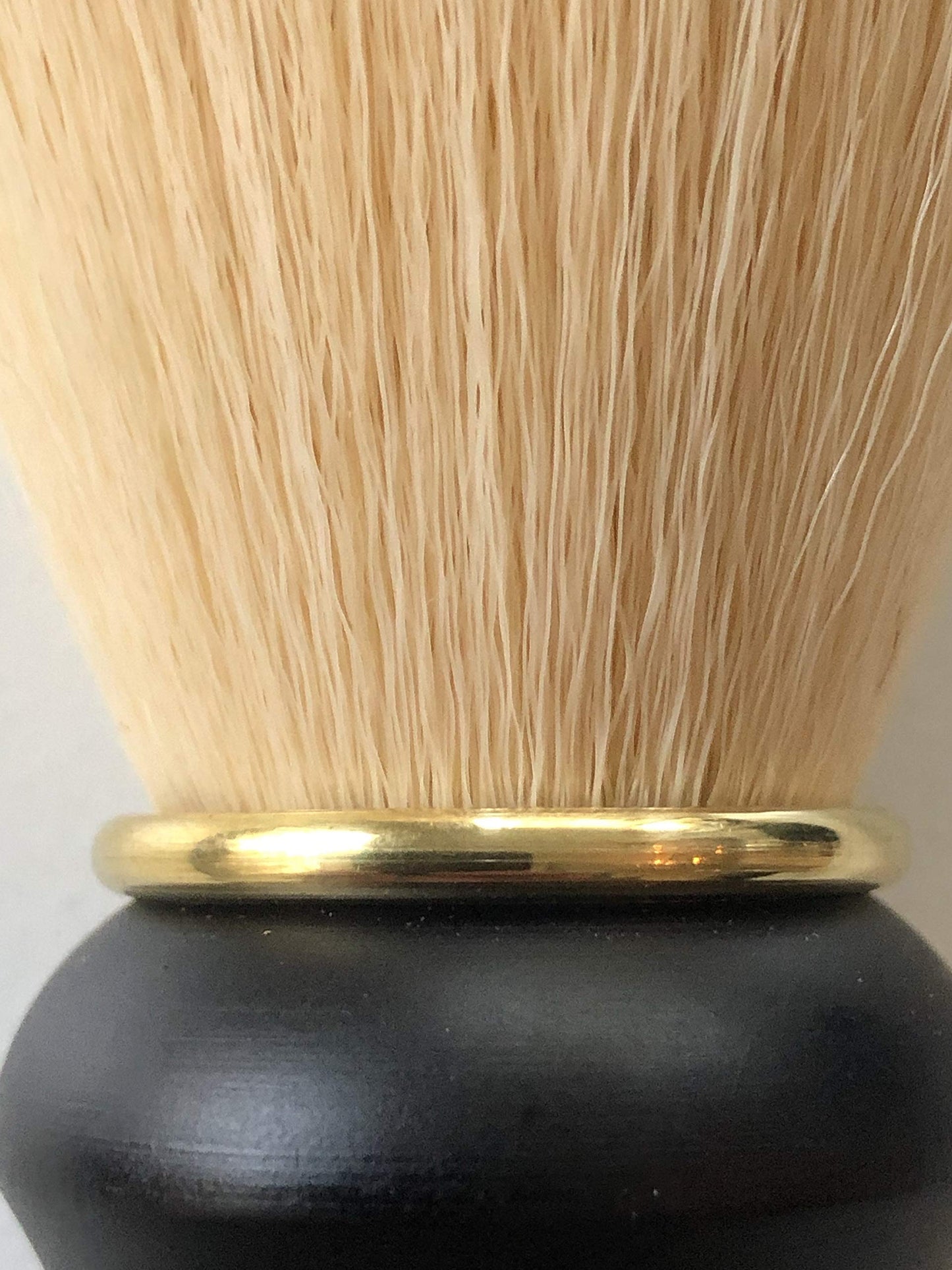 Golden Shave - Synthetic Plissoft Bristle Shave Brush with Premium Beech Handle- 24mm Knot - Gold Brass Ring -