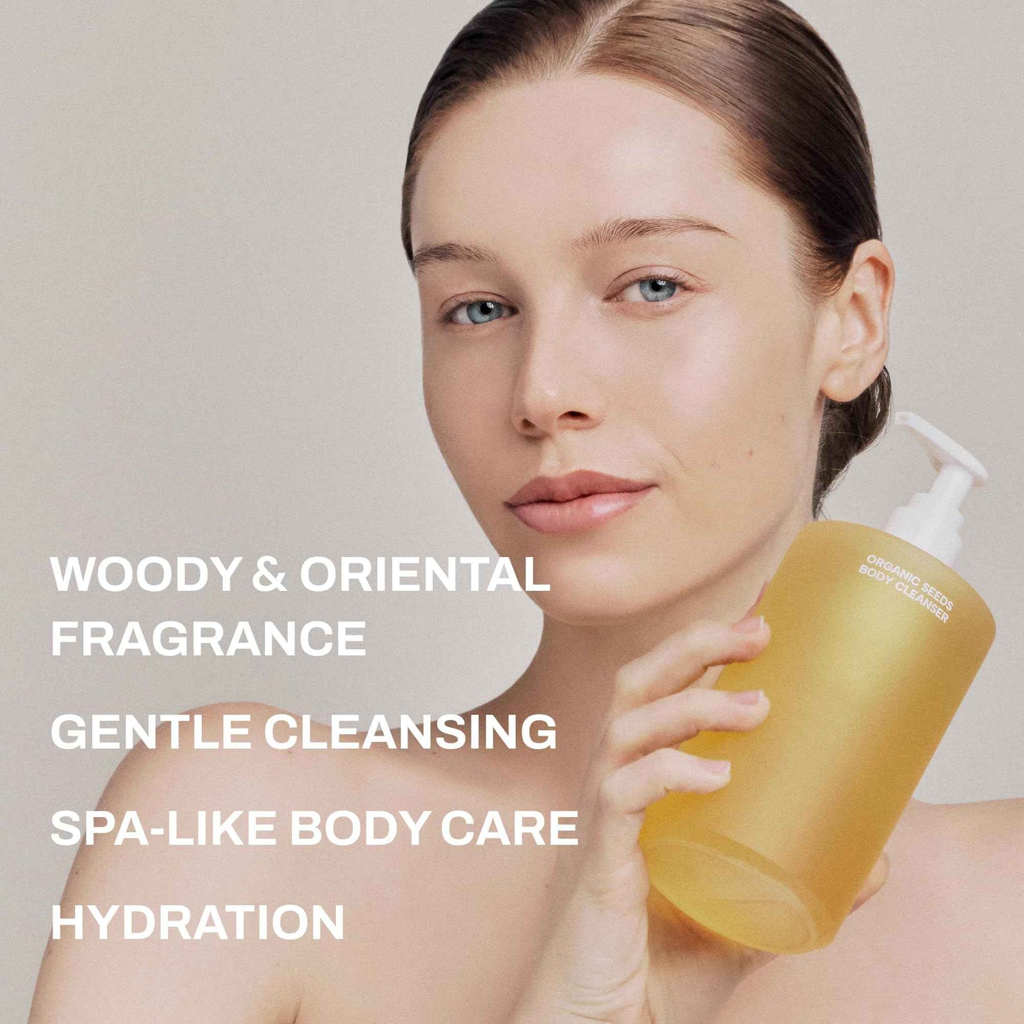 Whamisa Organic Seeds Body Cleanser - Relaxation, Fermented Postbiotic Formula for Relaxing Skin, Waterless Formua, Body Wash, Spa Care, Woody Scent (490ml)