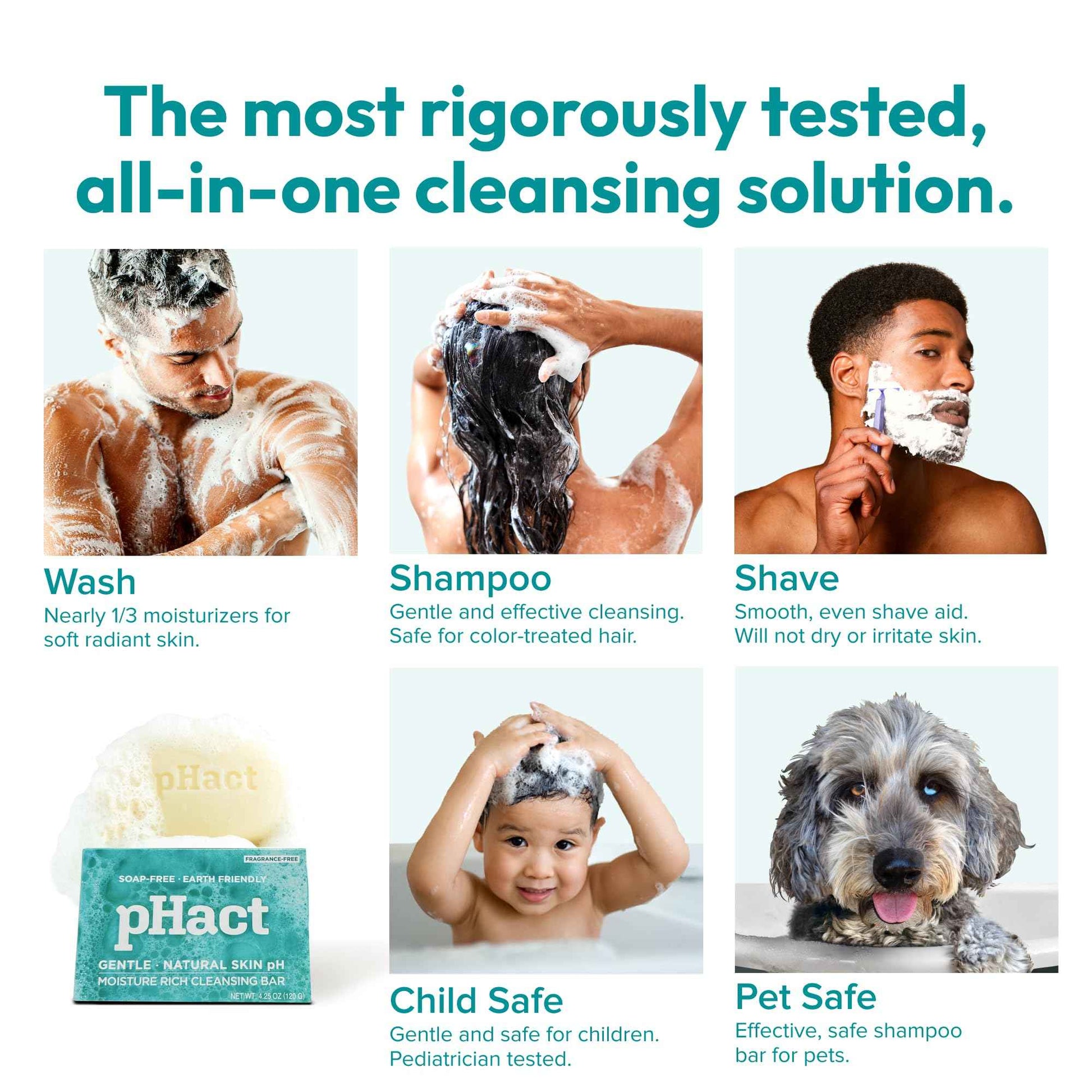 ANDREW LESSMAN pHact Moisture-Rich, Soap-Free Cleansing Bar. Natural Skin pH. Fragrance-Free. All Skin Types - Even Sensitive. Hypoallergenic. Dermatologist Tested. 6 Pack 4.25 oz each