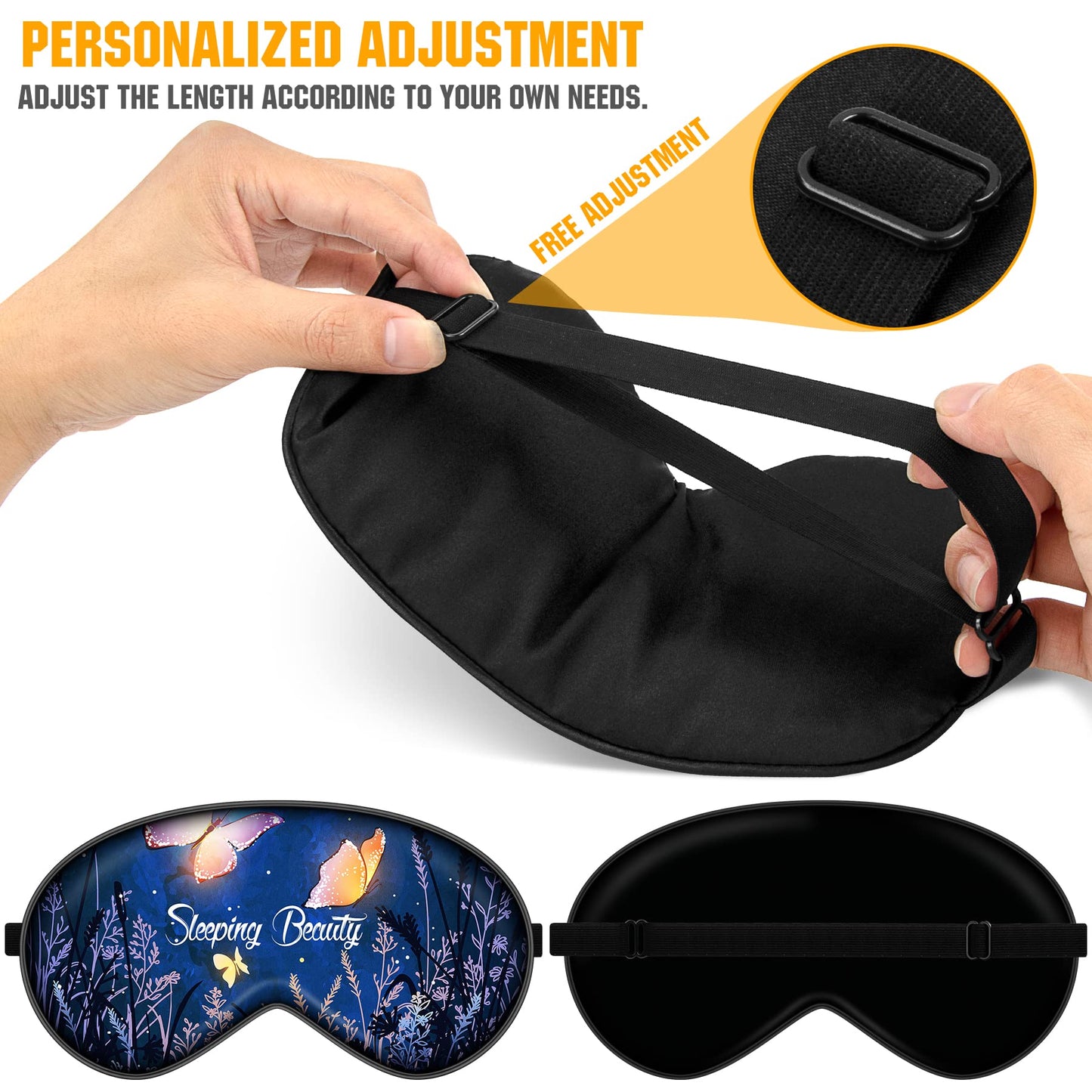 BVYA 3 PCS A Set, Silk Sleep Mask, Eyes Mask, Mulberry Silk Soft Adjustable Strap Eye Cover (E SERIES)