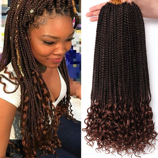 7 Packs Goddess Box Braids Crochet Hair 18 Inch Crochet Braids with Curly Ends Bohemian Crochet Hair Hair for Black Women (18 Inch 7 Packs, T30#)