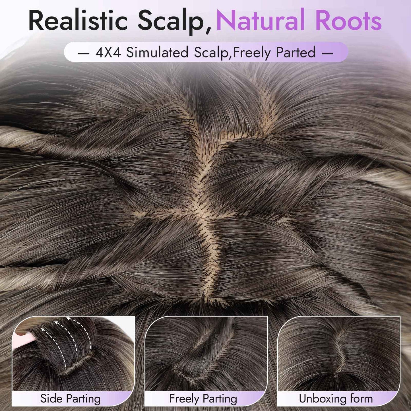 Eawwii Long Ginger Wig with Bangs for Women,4x4 Realistic Scalp, Free Parting,Layered Hairstyle Synthetic Heat Resistant for Daily Party Use 26 inch