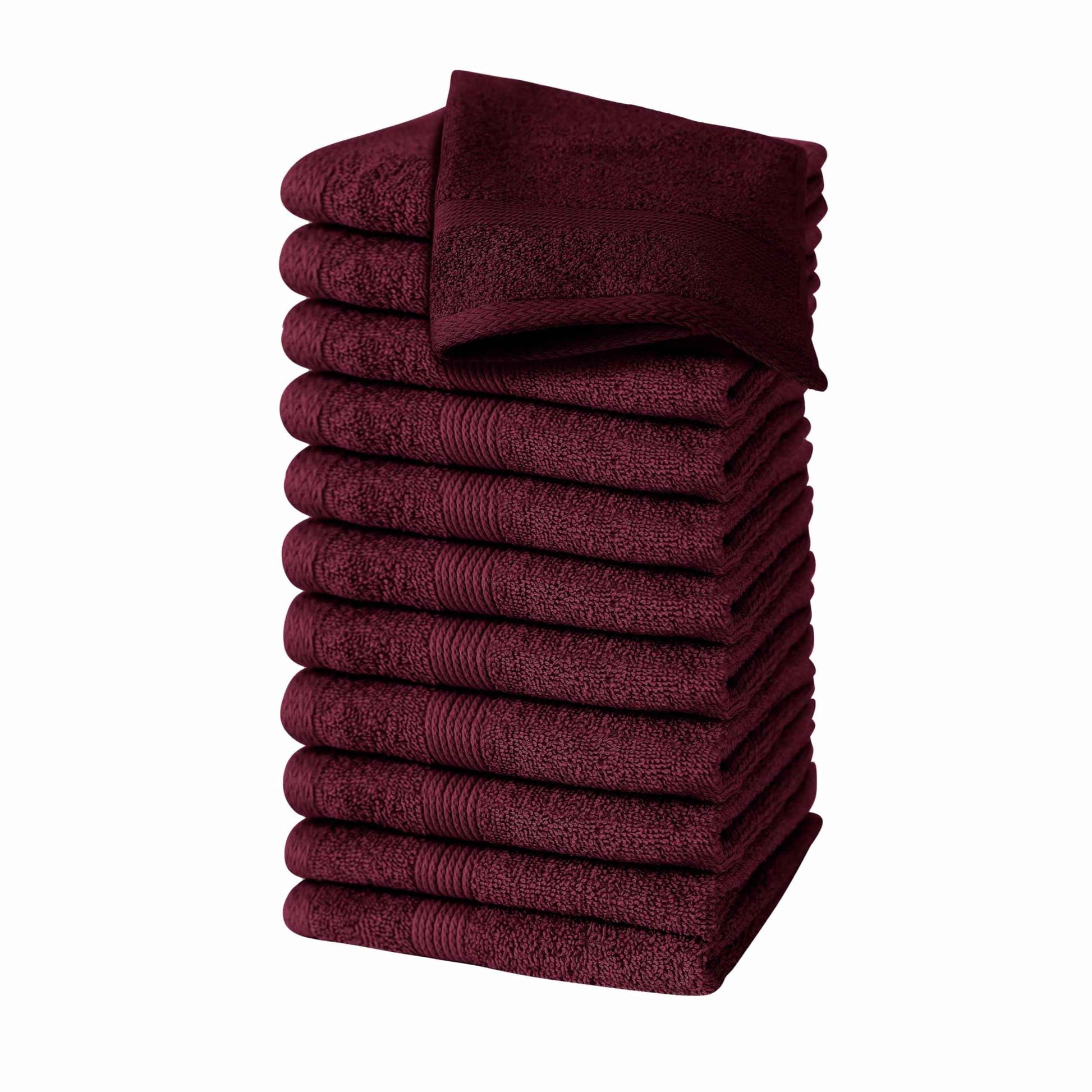 Organix Luxury Washcloth Set for Bathroon, Premium Cotton 12 Pack Face Cloth Set 13x13 Inch, Lightweight Highly Absorbent and Soft Feel Touch, Ideal for a Hotel & Spa Quality Experience (Maroon)