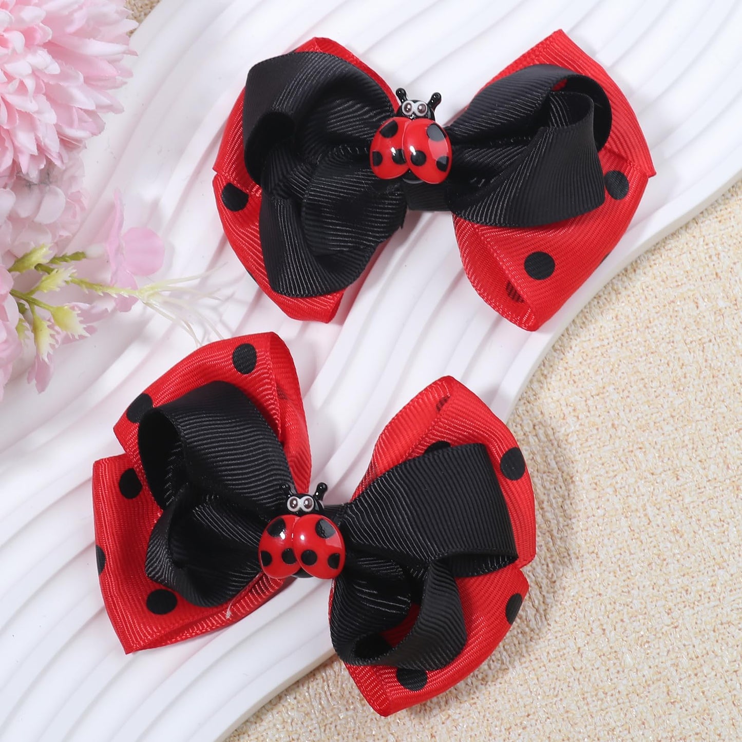 Back to School Bow Hair Clips for Women Red Ribbon Summer Hair Bows Cartoon Animal Shape Hair Barrettes for First Day of School Kindergarten Students Outfits Cute Teacher Hair Styling Accessories 2Pcs