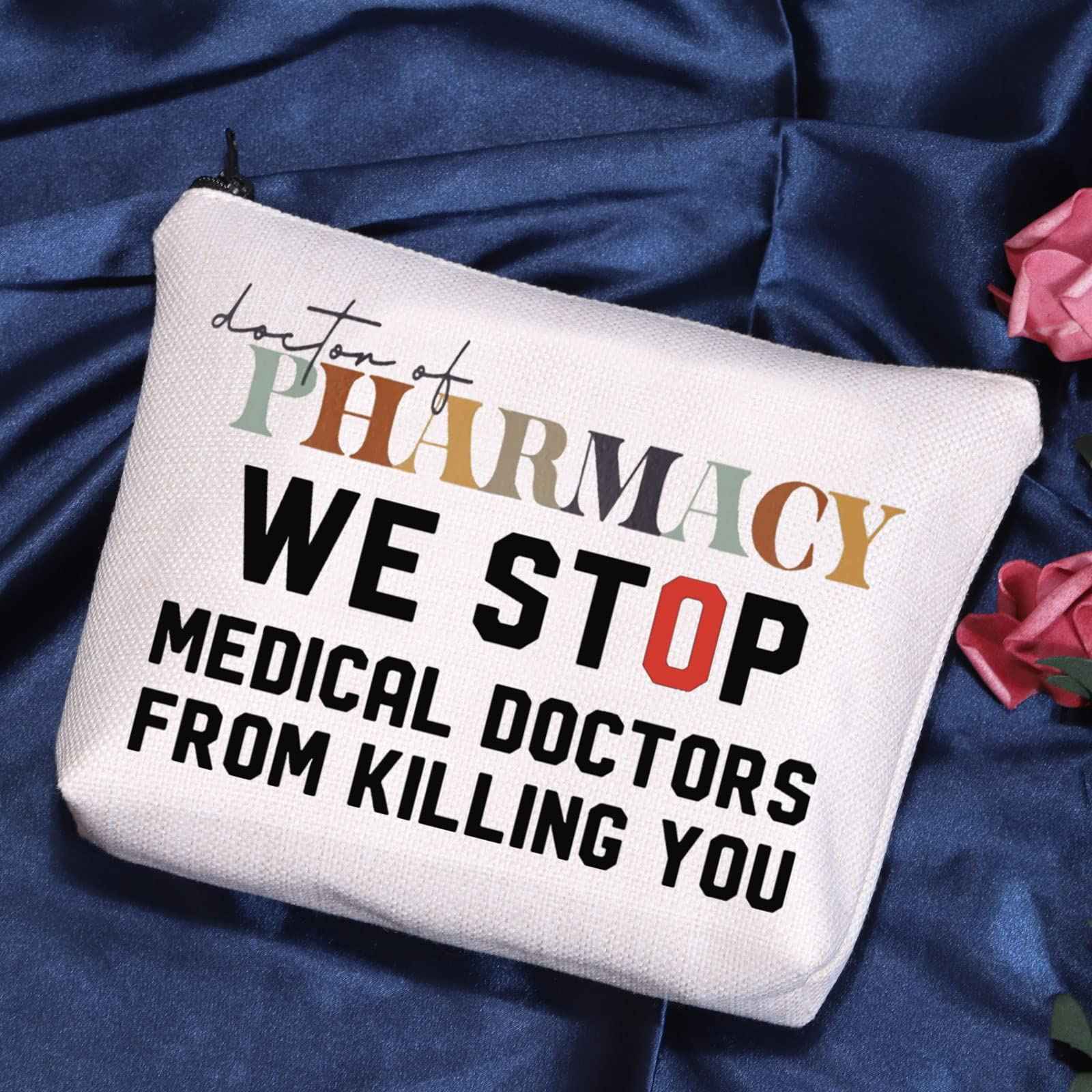 POFULL pharmacology Gift Pharmacy Tech Gift Doctor of Pharmacy Cosmetic Bag Pharmacist Gift (Doctor of Pharmacy bag)