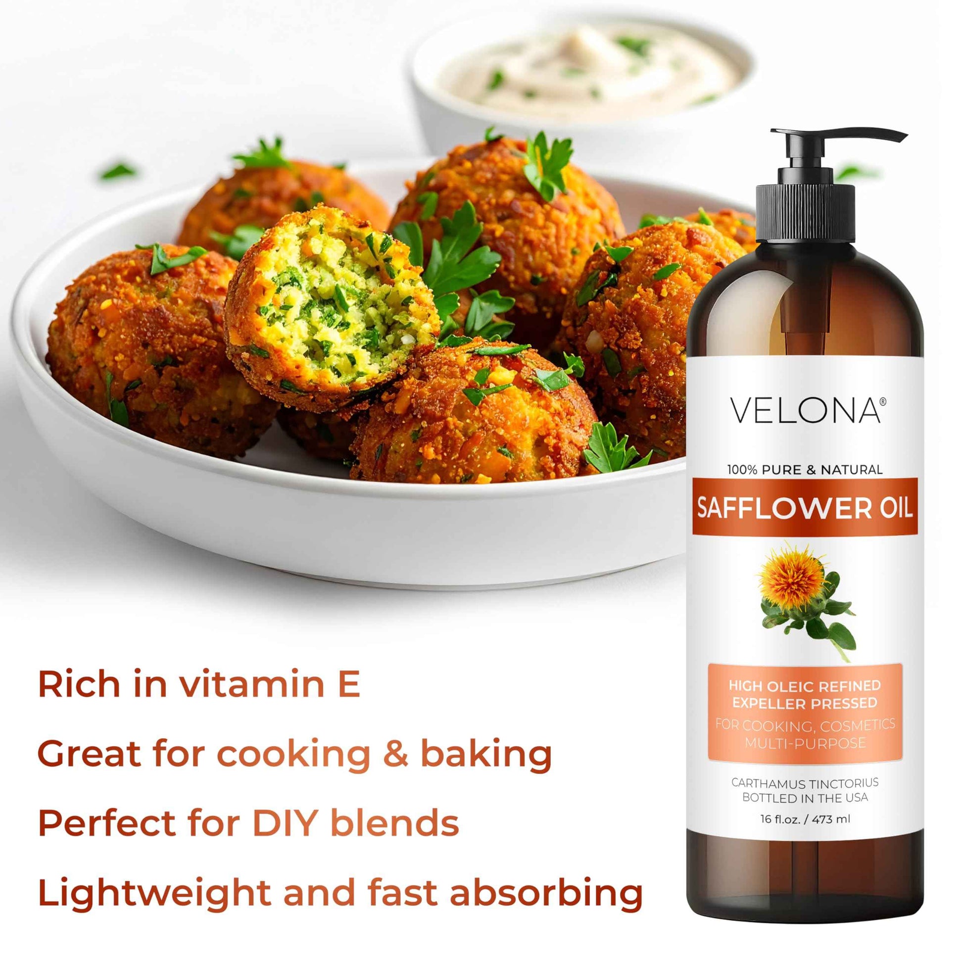 velona Safflower Oil 32 fl oz | 100% Pure and Natural Carrier Oil | Refined, Expeller Pressed | Cooking, Skin, Hair, Body & Face Moisturizing | Use Today - Enjoy Results