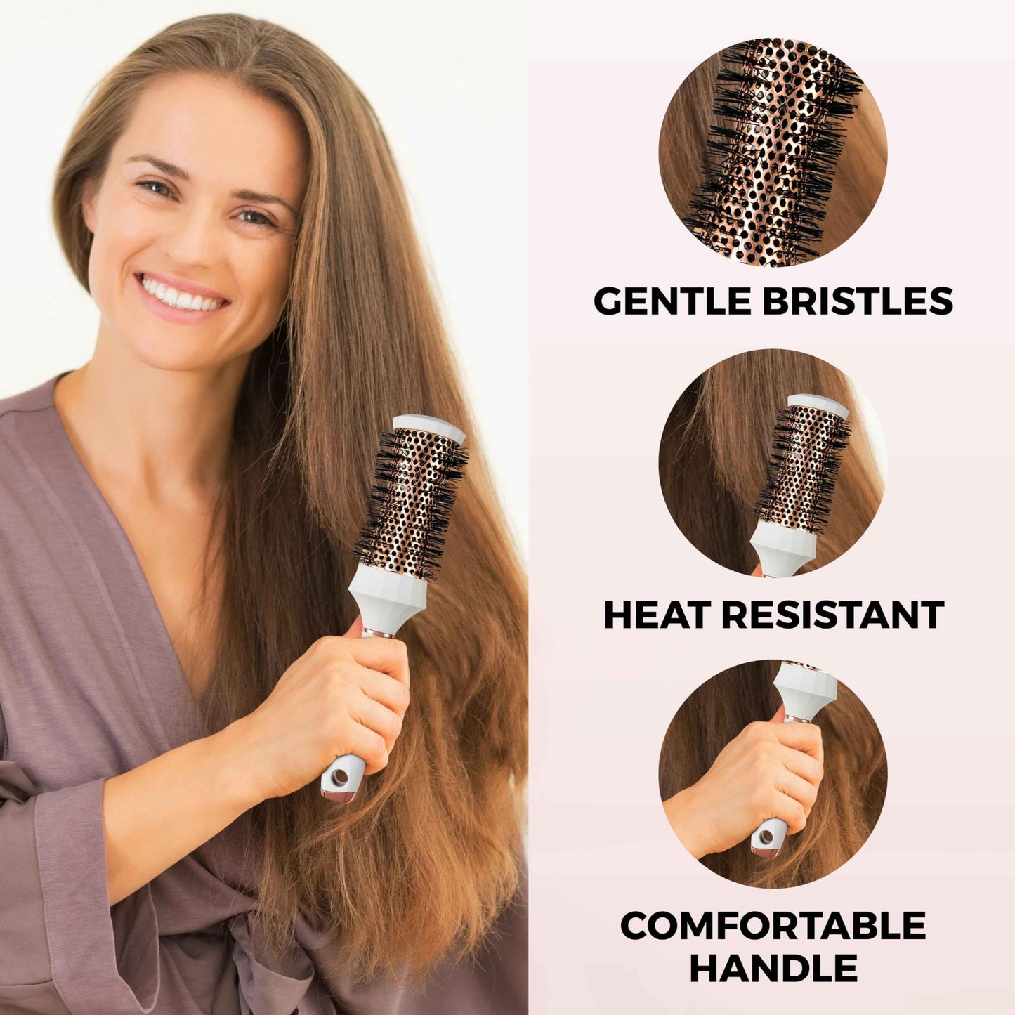 Styling and Detangling Hair Brush Kit with Barrel, Ombre, and Rose Gold Brushes – All-in-One Hair Care Bundle for Smooth, Tangle-Free Hair and Salon-Worthy Styling