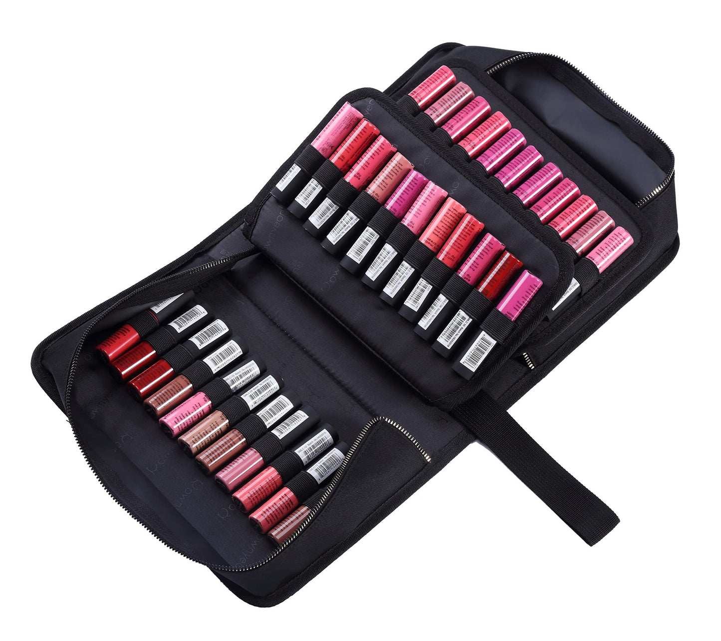 ROWNYEON Lipstick Organizer Case Lipstick Holder 67 Slots Portable Lipstick Bag Travel Makeup Bag Cosmetic Case Large Capacity Lipstick Carrying Case Makeup Artist Lip Gloss Storage Bag -Black