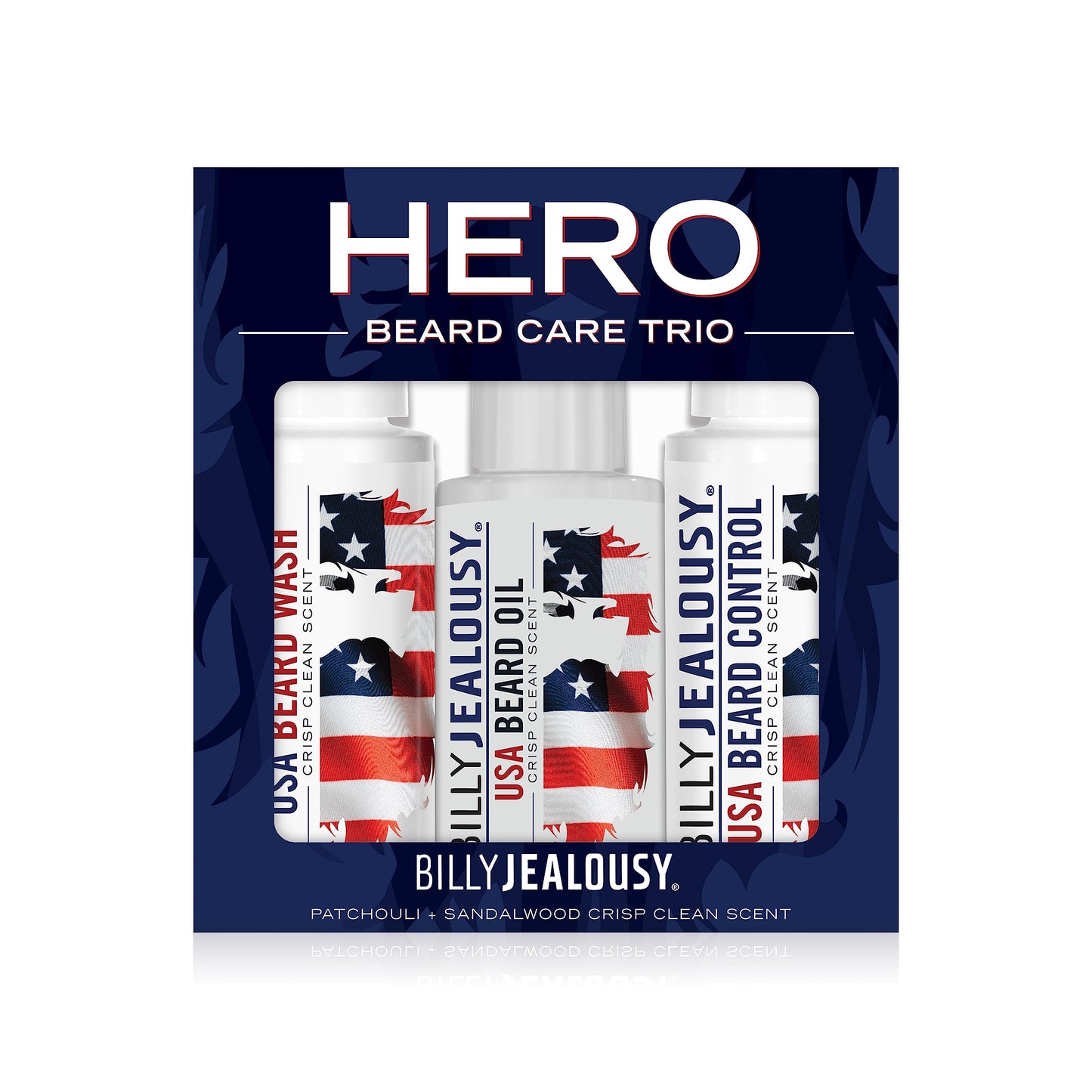 Billy Jealousy USA Hero Kit with USA Beard Wash, hydrating leave-in USA Beard Control, and USA Beard Oil, to Cleanse, Nourish, Soften & Strengthen your Facial Hair