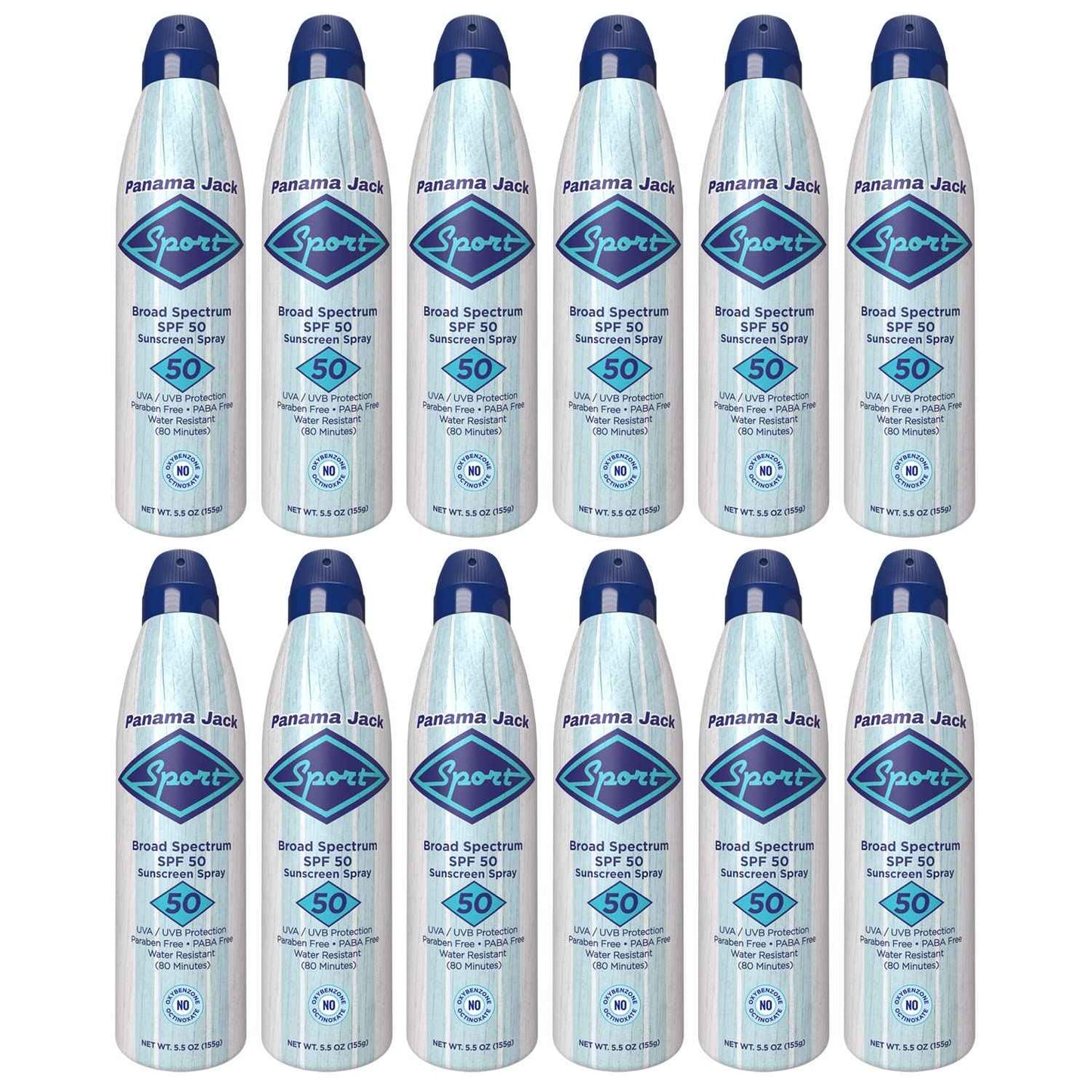 Panama Jack Sport Sunscreen Spray - SPF 50, Broad Spectrum UVA/UVB Protection, PABA, Paraben, Gluten & Cruelty Free, Water Resistant (80 Minutes), 5.5 OZ (Pack of 2)