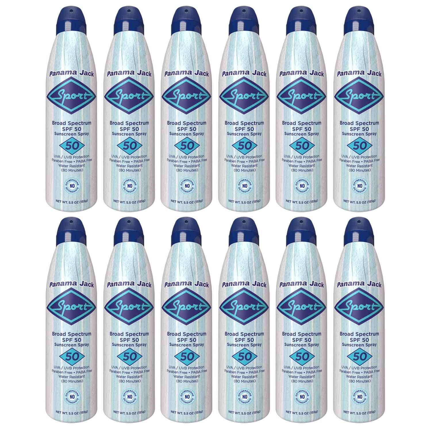 Panama Jack Sport Sunscreen Spray - SPF 50, Broad Spectrum UVA/UVB Protection, PABA, Paraben, Gluten & Cruelty Free, Water Resistant (80 Minutes), 5.5 OZ (Pack of 2)