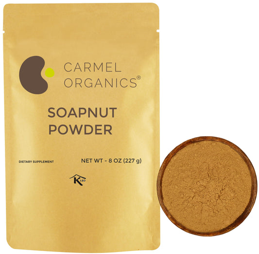 CARMEL ORGANICS Soapnut/Aritha/Reetha Powder (8 Oz or 227 Grams) for hair care | Natural | No Added Preservatives and Additives | Sapindus Mukorossi Powder
