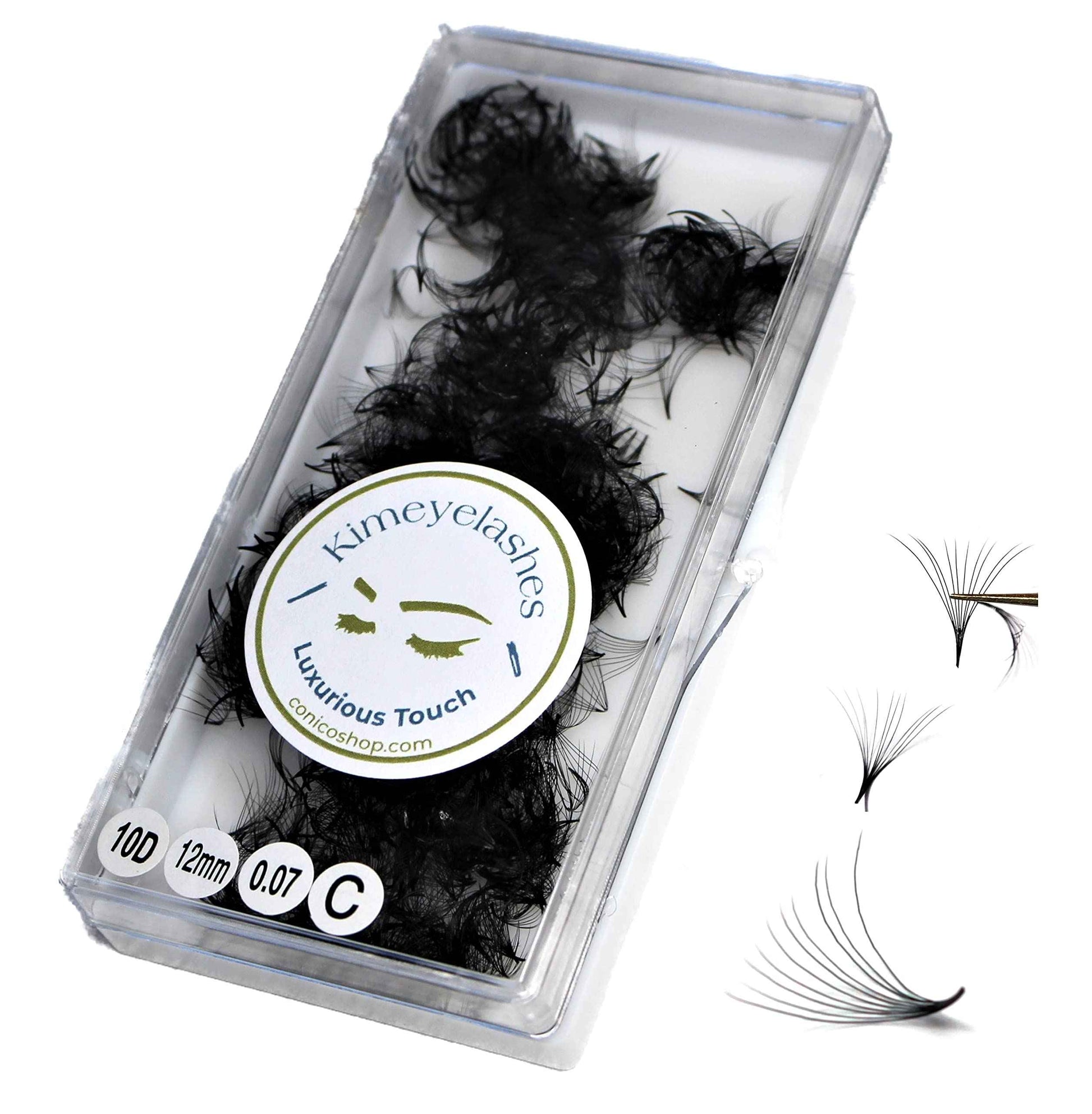 10D - 0.07 C and D Curl 1000 Premade volume fans loose Fans, Handmade eyelash extensions supplies Russian volume lash promade fan (10D - 0.07 - Curl C, 11mm)