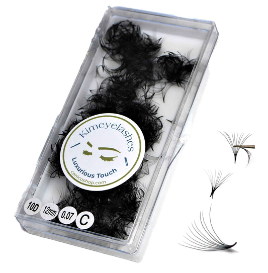 10D - 0.07 C and D Curl 1000 Premade volume fans loose Fans, Handmade eyelash extensions supplies Russian volume lash promade fan (10D - 0.07 - Curl C, 11mm)