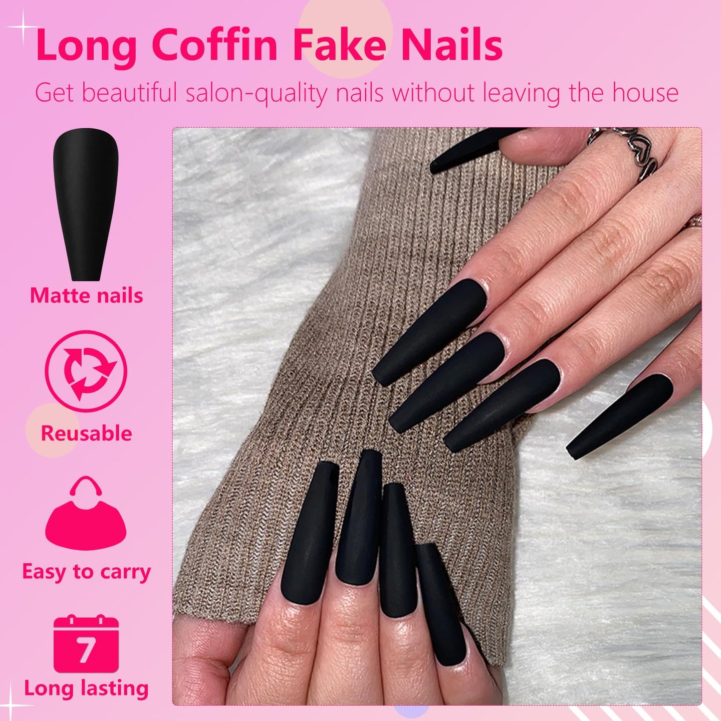 AddFavor 400pcs Long Press on Nails Coffin Matte Fake Nails Full Cover Ballerina Medium Length Acrylic Artificial False Nail Tips 20 Solid Colored Coffin Nails for Women DIY Nail