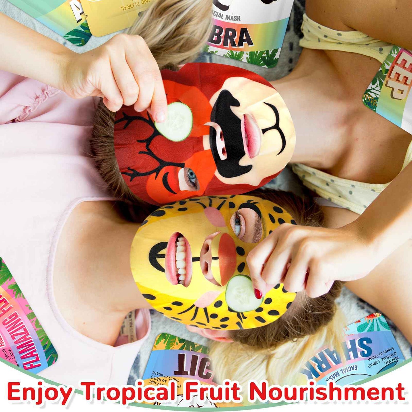 Dansib 24 Pcs Animal Face Masks Bulk Spa Sheet Skincare Facial Mask Funny Face Skin Care for Women Girls Sleepover Slumber Party