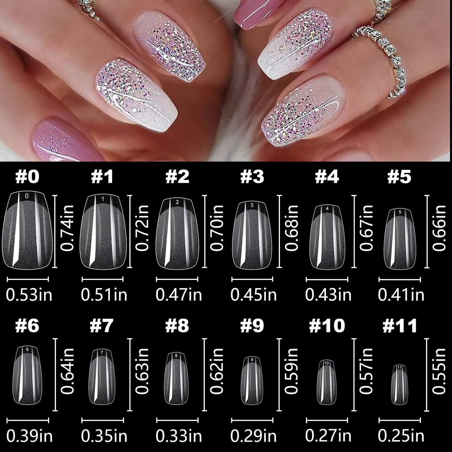 LoveOurHome 600pc Coffin Fake Nail Short Gel X Nail Tips Full Cover Clear Gel X False Nails XS Soft Gel Artificial Fingernails for Women Girls Kids Gel Acrylic Nail Extension Press on Nails Making