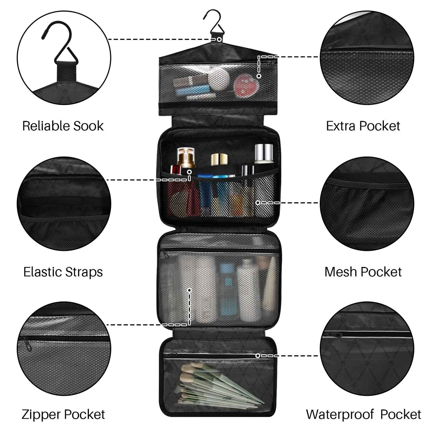 ALAZA Red Polka Dot Toiletry Bag Men and Women Travel Hanging Makeup Cosmetic Bag Toiletries Accessories L