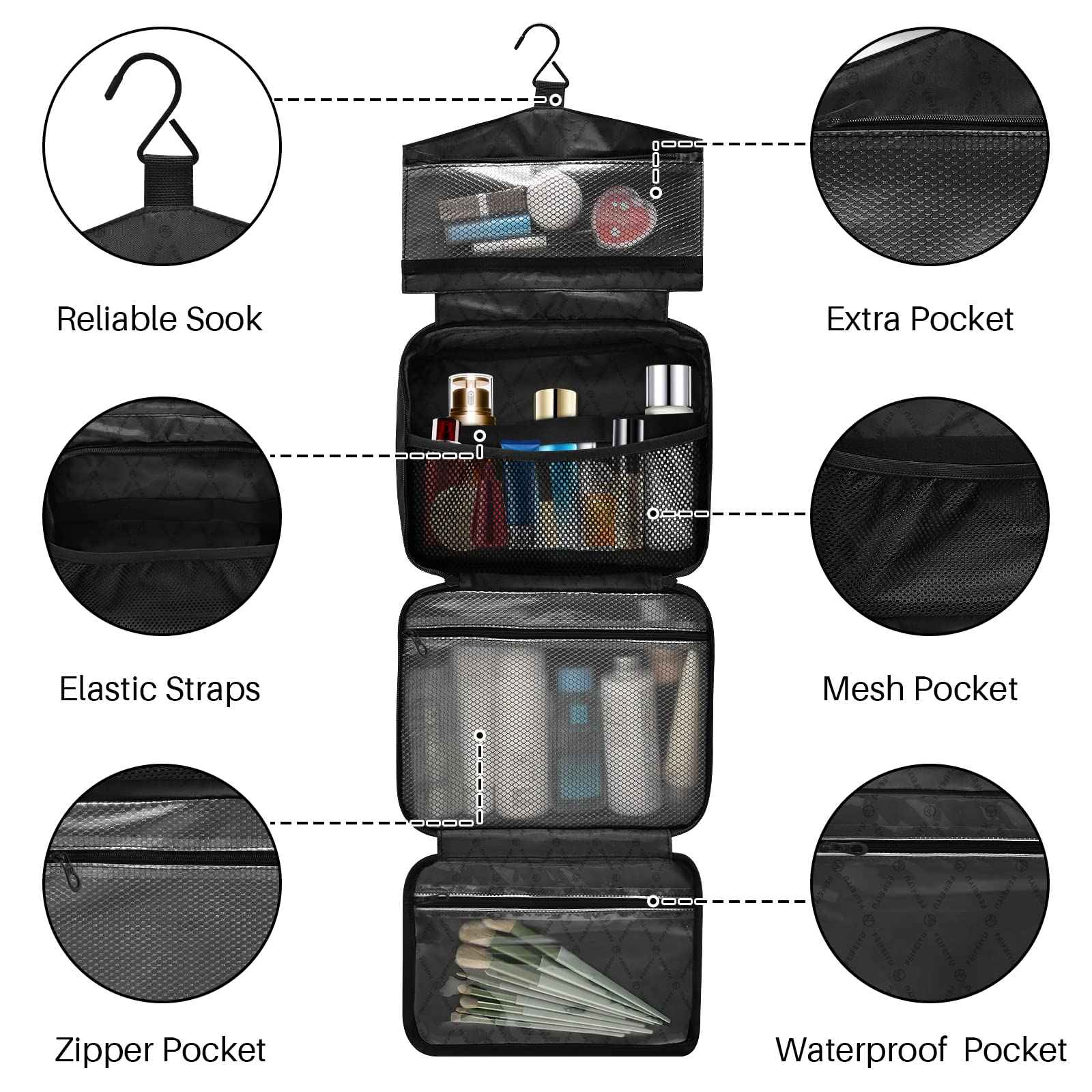 ALAZA Red Polka Dot Toiletry Bag Men and Women Travel Hanging Makeup Cosmetic Bag Toiletries Accessories L