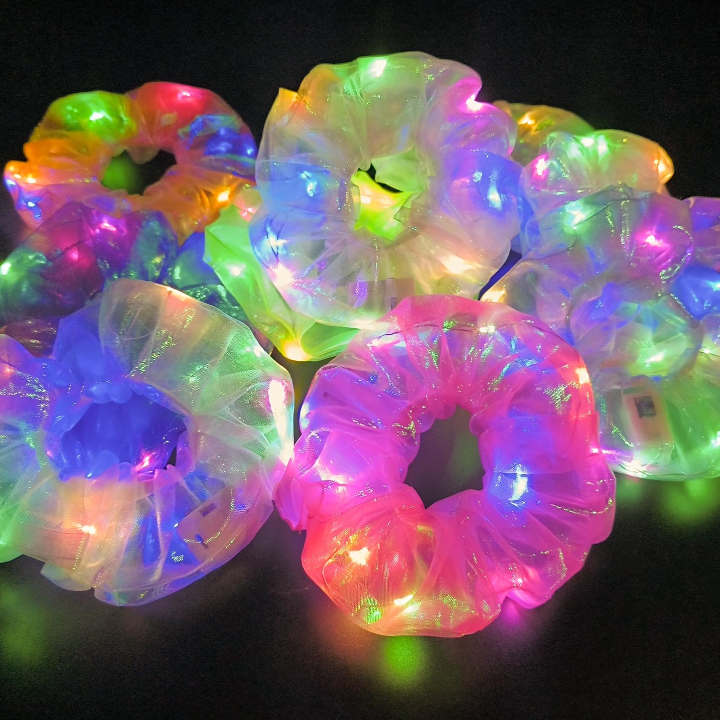 Light Up Scrunchies Hair Tie, LED Scrunchy Hair Elastic for Women & Girls, Glow in the Dark Party Supplies Party Favor Festival Rave Accessories for Neon Glow Party