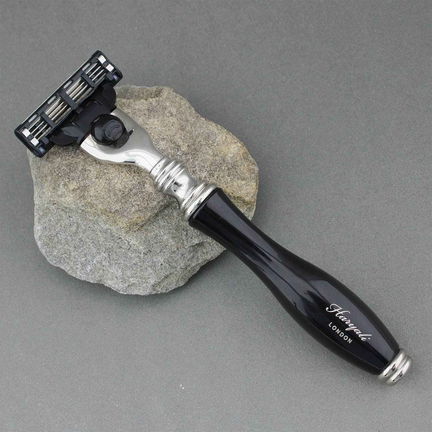 Haryali London 3 Edge Shaving Razor With Black Coated Handle Beard and Mustache Safety Razor For Men and Women