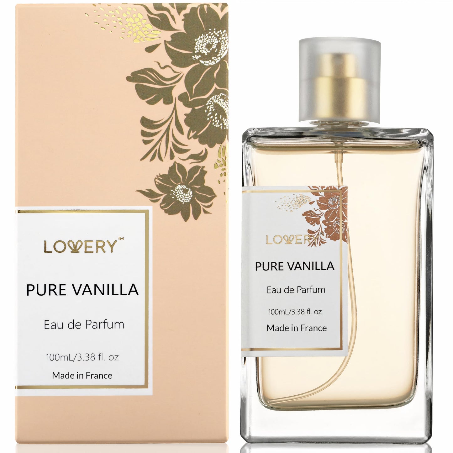 LOVERY Pure Vanilla Perfume for Women, 3.38 fl oz, Made in France Long-Lasting Eau de Parfum Sweet Vanilla Fragrance – Gift for Girlfriend, Wife, or Mom – Ideal Christmas or Spa Gift for Women