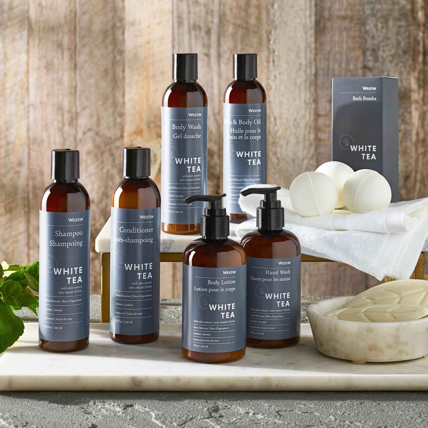 Westin White Tea Shampoo & Conditioner - Signature White Tea Aloe Scent - one 8-ounce bottle each