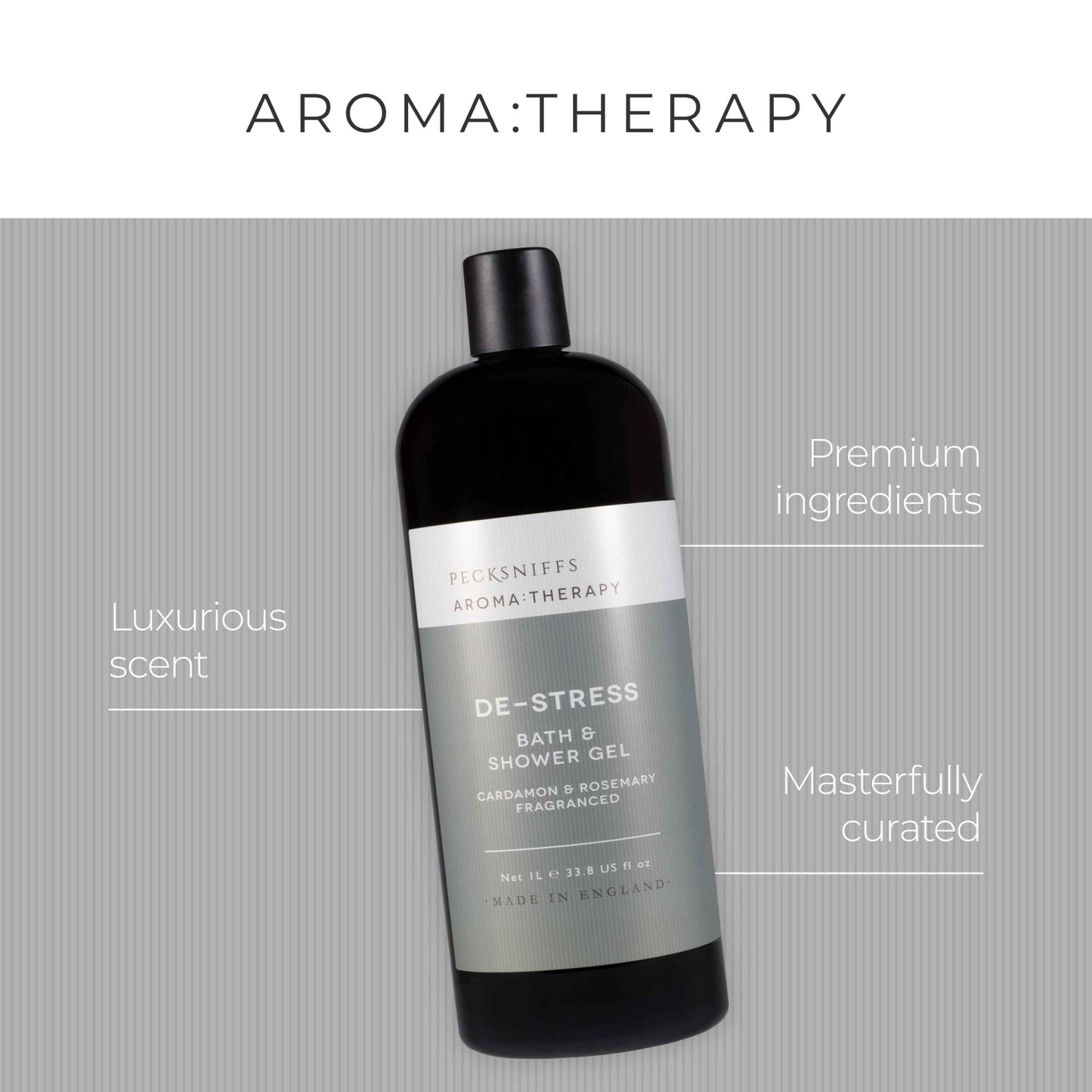 Pecksniff's Aroma:Therapy De-Stress Shower Gel – Luxurious Moisturizing Bath & Body Cleanser, 1000 ml/33.8 fl oz Bottle