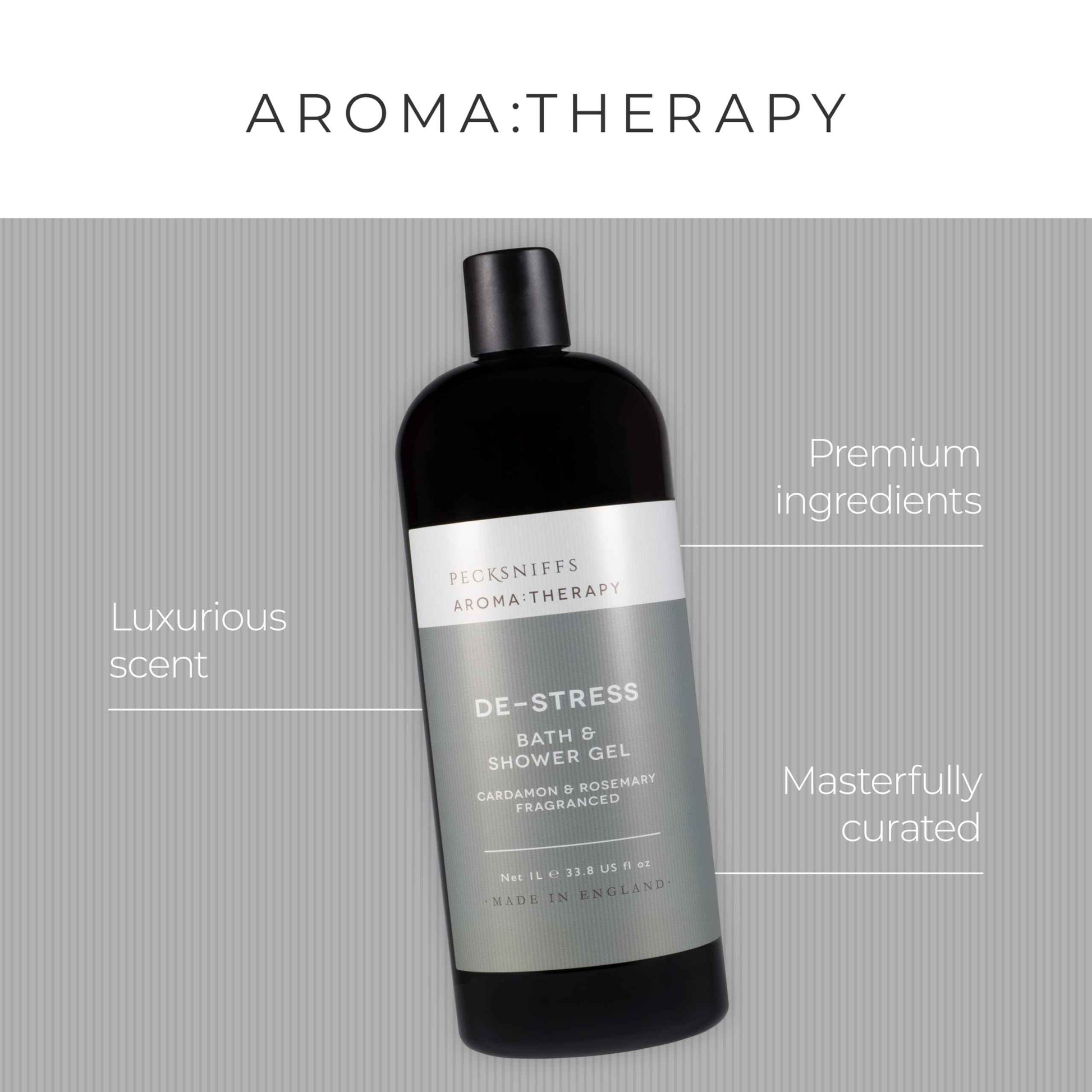 Pecksniff's Aroma:Therapy De-Stress Shower Gel – Luxurious Moisturizing Bath & Body Cleanser, 1000 ml/33.8 fl oz Bottle