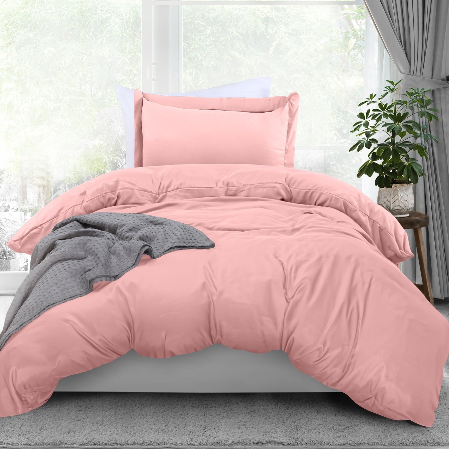 Utopia Bedding Duvet Cover Twin Size - 1 Duvet Cover with 1 Pillow Sham - 2 Pieces Bedding Duvet Cover with Zipper Closure - Soft Brushed Microfiber, 68 X 90 Inches (Twin/Twin XL, Pink)