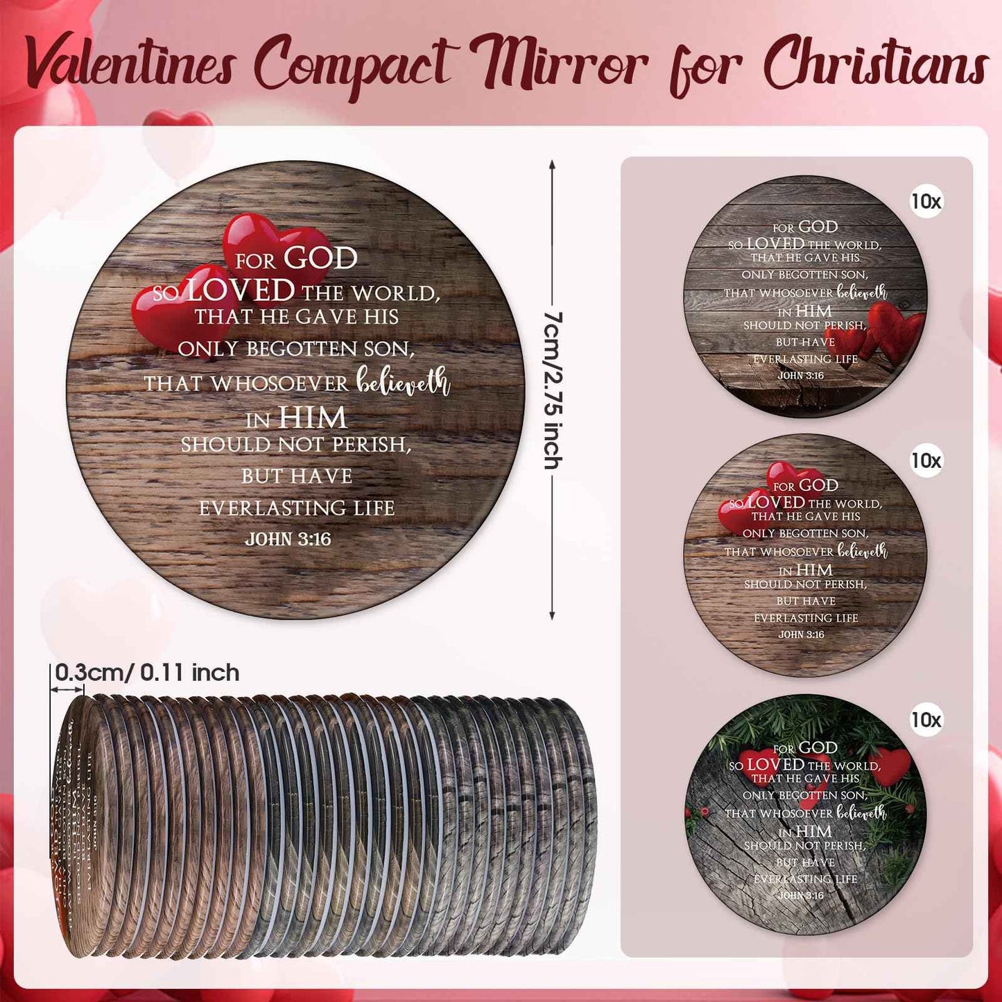 Geetery 30 Pcs Mothers Day Christian Gifts for Women Bulk Compact Mirrors Religious Makeup Mirrors Portable Purse Bible Verse Gifts for International Womens Day Gifts Church