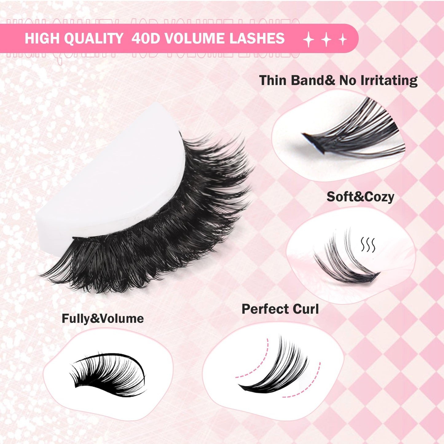 GAQQI Lash Clusters 320Pcs Individual Lashes 40D Mixed 9-16mm Eyelash Clusters D Curl Lash Clusters Look Like Mink Eyelash Extensions Thin Band Soft to Use Self Application(40D-DMIX)