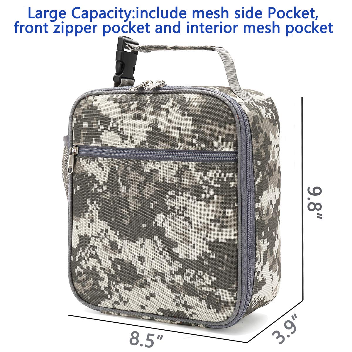 FlowFly Lunch box Insulated Soft Bag Mini Cooler Back to School Thermal Meal Tote Kit for Girls, Boys,DigitalCamo