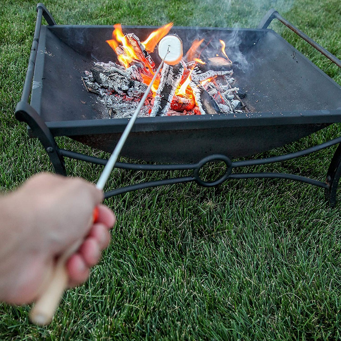 MalloMe Marshmallow Roasting Sticks - Smores Skewers for Fire Pit Kit - Hot Dog Camping Accessories Campfire Marshmellow 32 Inch Long Fork - 5 Pack