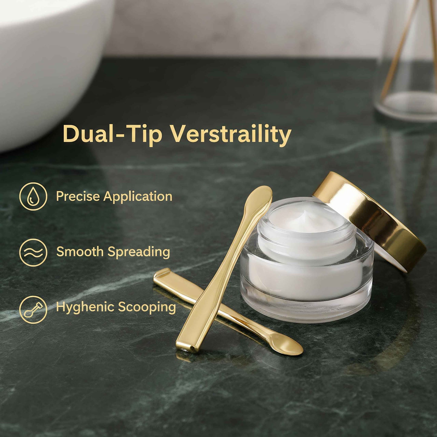 FOMIYES 50 pcs eye cream spatula face cream spoon gold mask plastic scoops mask ygienic Plastic Spatulas for Skincare, Travel-Friendly & Easy to Clean, for Home Spa, Salon Use(Gold)