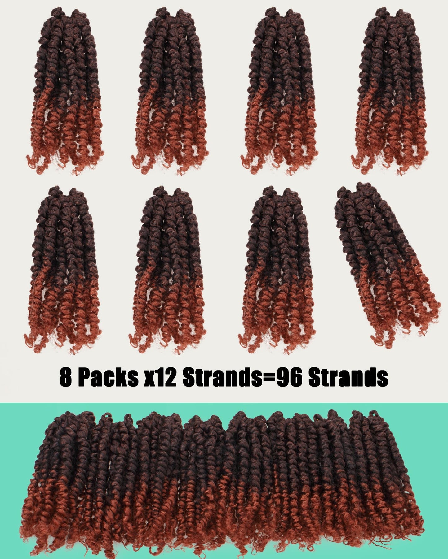 Miss Sula Passion Twist Hair-Pre-twisted Passion Twists,Pre-Looped Crochet Braids Made Of Bohemian Hair Synthetic Braiding Hair Extensions (6 Inch(Pack of 8), T1B/350)