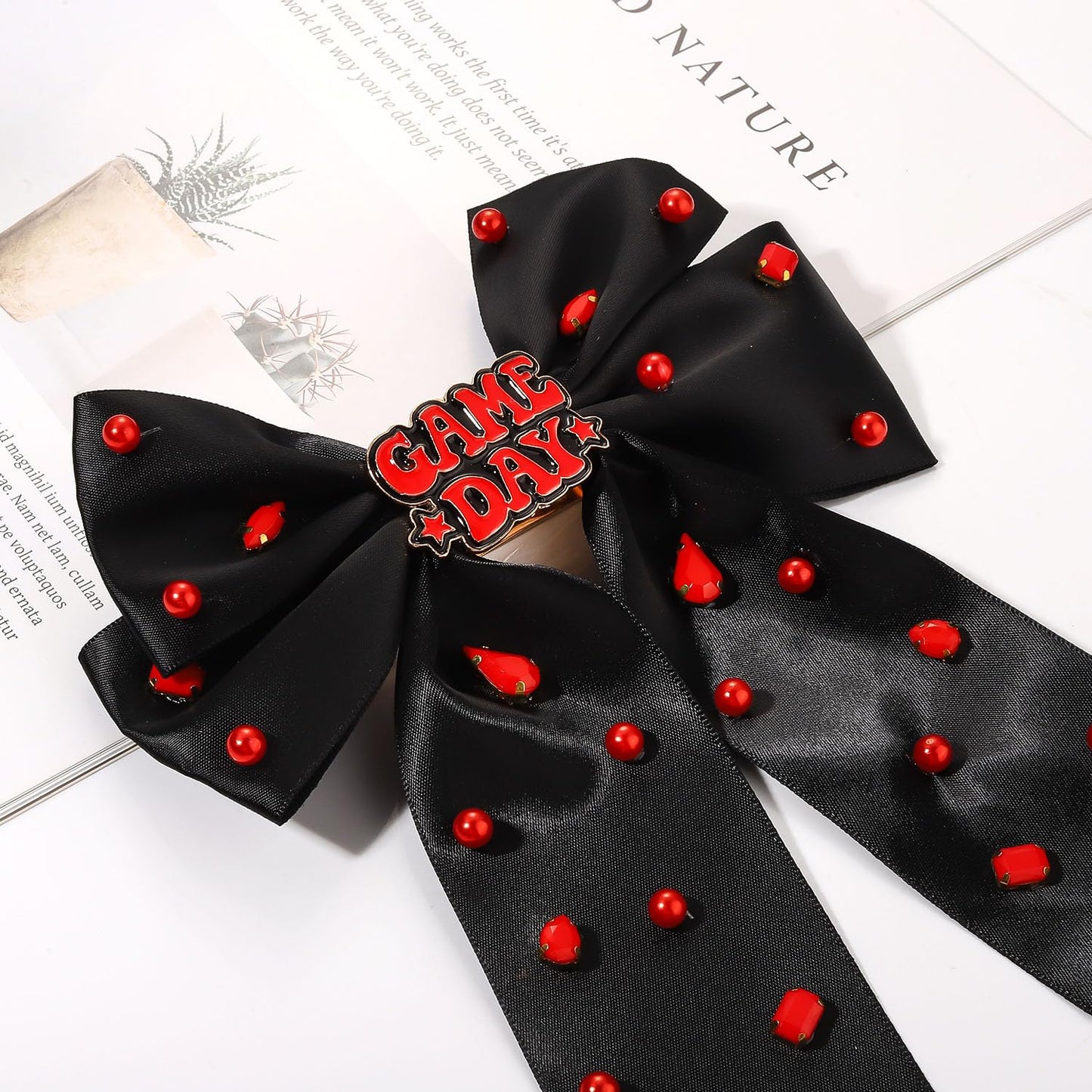 Game Day Hair Bows for Women Football Hair Bows Game Day Ribbon Bow Hair Clips Game Day Football Accessories Outfits Red Spirit Day Accessories Gifts (Pattern B1)