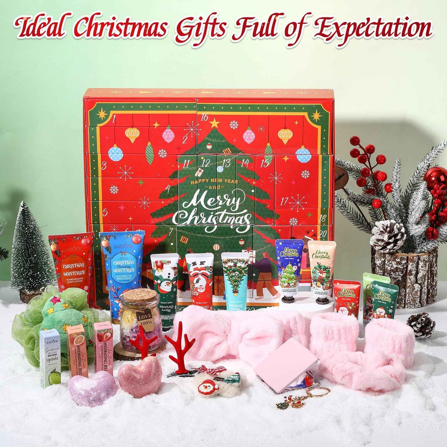 Skincare Advent Calendar 2025 for Women 24 Day of Beauty Countdown Calendar 2025 Beauty Advent Calendar with Bath Salt Hand Cream Body Lotion Spa Gift Set Body Care Holiday Christmas Gift Adult Teen