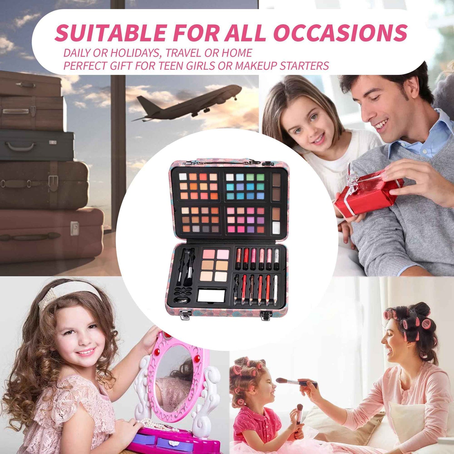 Hot Sugar Makeup Kit for Teenager Girls 10-12, All in One Beginner Makeup Kit for Women Full Kit, Teen makeup kit Cosmetic Gift Set on Birthday Christmas (Peacock)