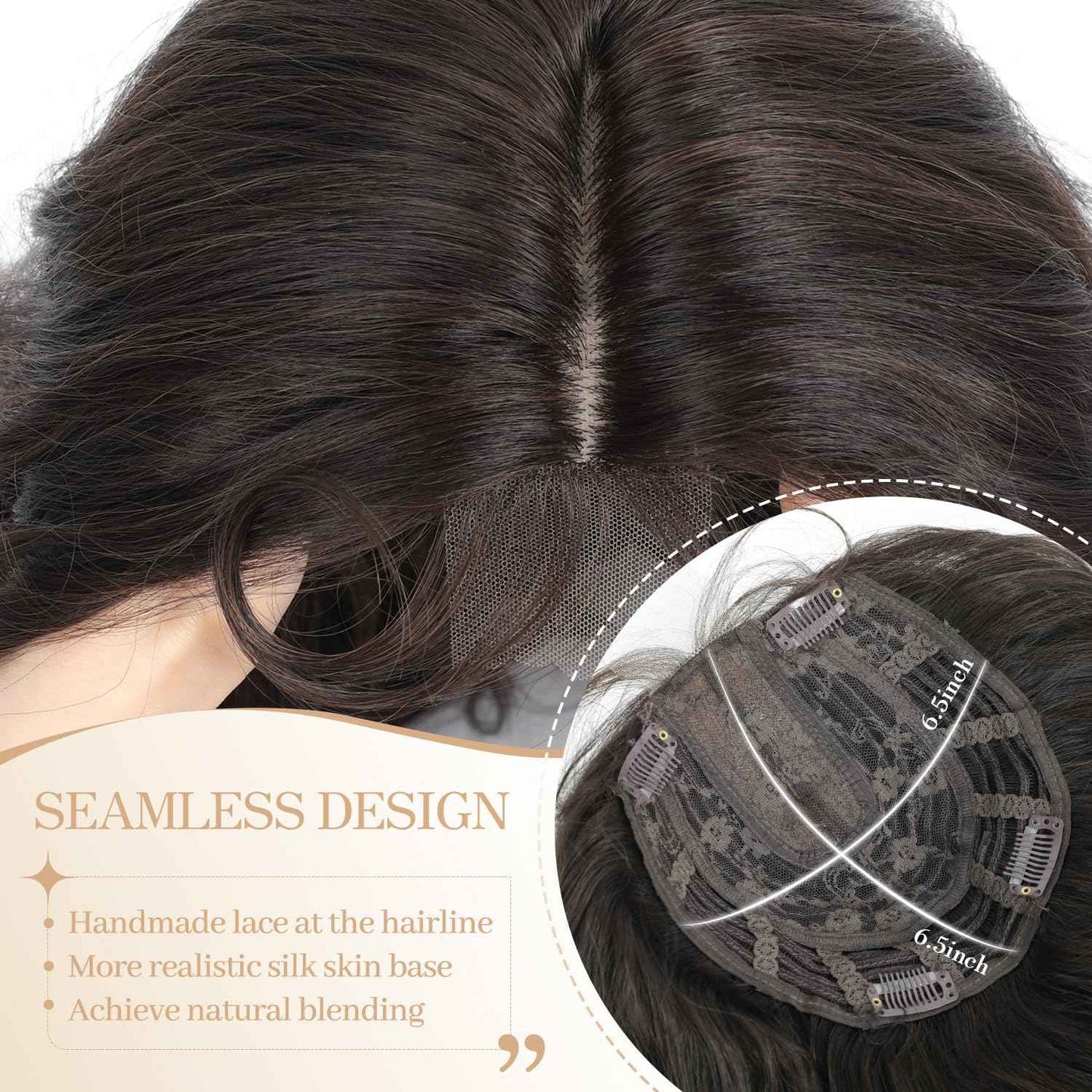 UDU Long Curly Hair Topper for Women with Thinning Hair – Natural Look, Lightweight Clip-In Hairpiece, Full Coverage and Volume, Easy to Style, Comfortable and Easy to Wear